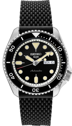 Seiko 5 Sports SKX series Silicone Strap Black Dial