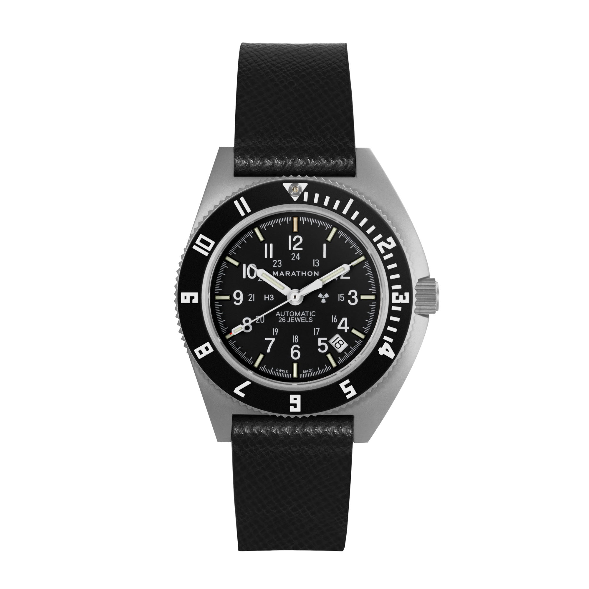 STRAP, 20mm, ITALIAN LEATHER, CROSS HATCH, PARKERIZED BUCKLE, BLACK, STANDARD ITALIAN LEATHER, CROSS HATCH