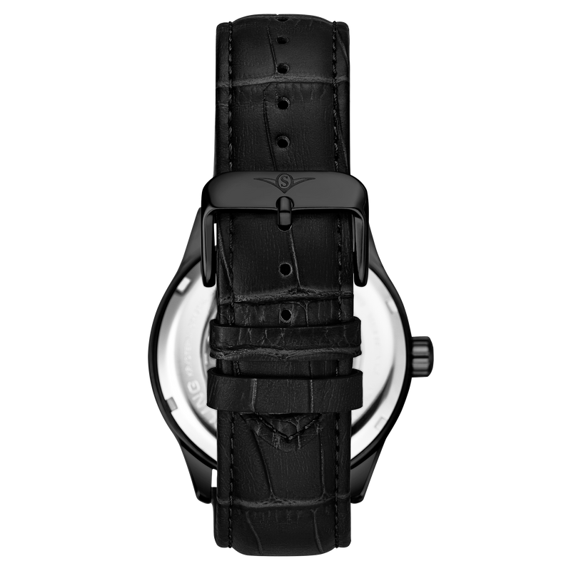 Denmark 3947 Automatic 42mm Skeleton Black Black/Leather | Black Dial