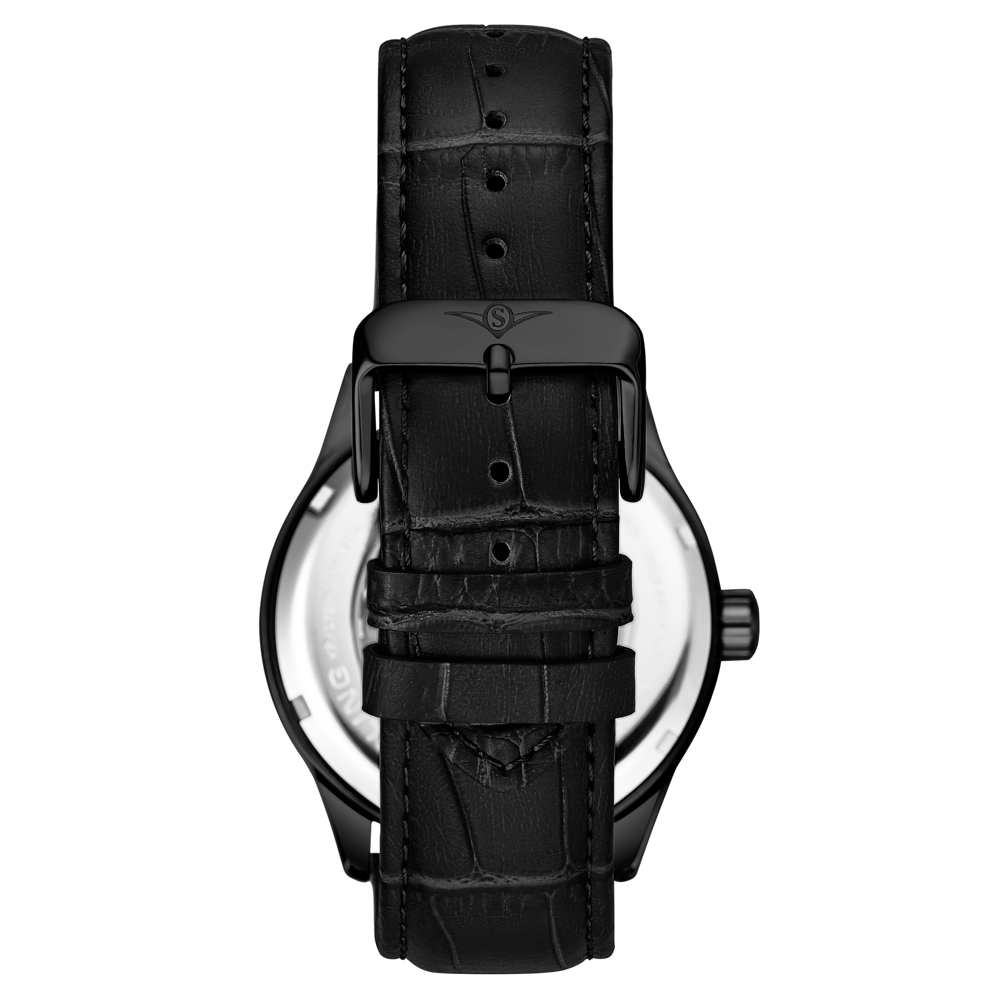 Denmark 3947 Automatic 42mm Skeleton Black Black/Leather | Black Dial