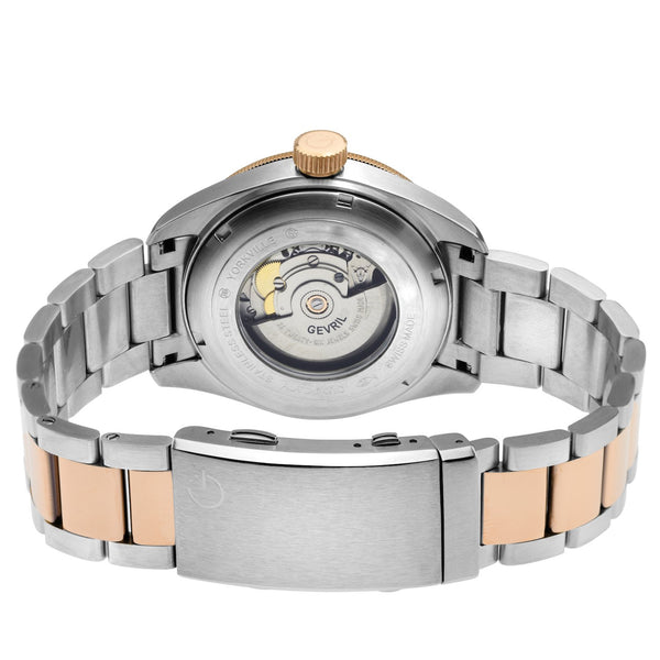 Yorkville Gevril Men's Yorkville Brown Dial Sellita SW200 Swiss Automatic Unidirectional Rotating Bezel Two Tone Bracelet Date Luminous Watch | Brown Dial