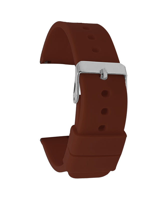 SIL.100 | Quick Release Slim Soft Rubber Silicone Watch Band - 22mm, Brown 22mm / Brown |  Dial