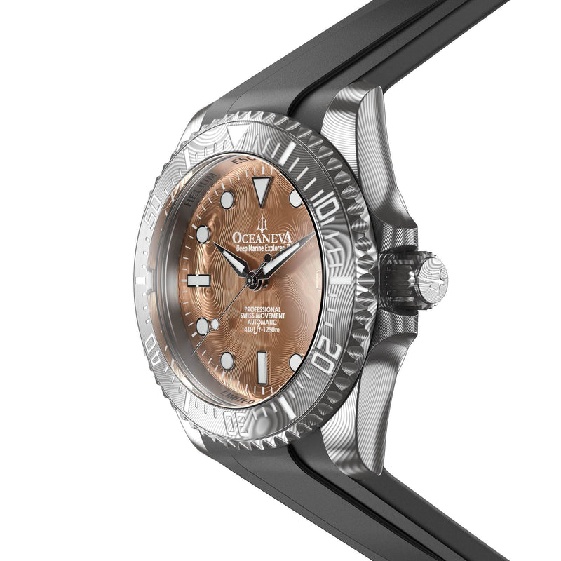 Damascus Swiss Automatic SW200 Deep Marine Explorer II Damascus/Rose Gold Damascus Dial | Rose Gold Dial