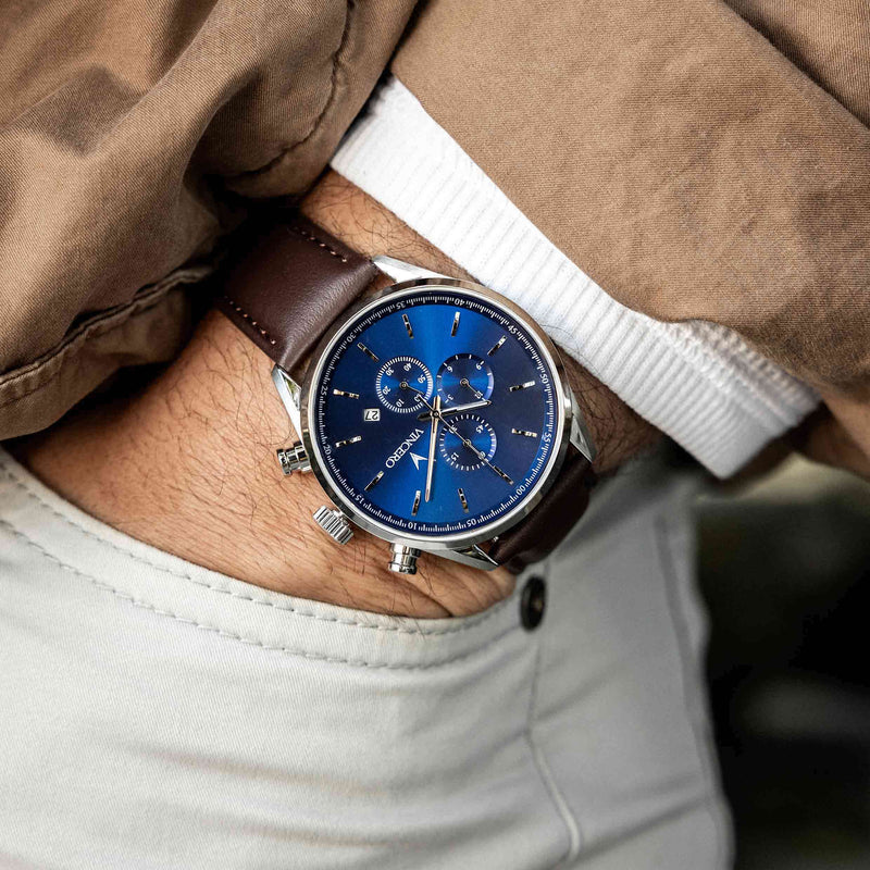 THE CHRONO S2 - BLUE/BROWN Blue/Brown | Blue Dial
