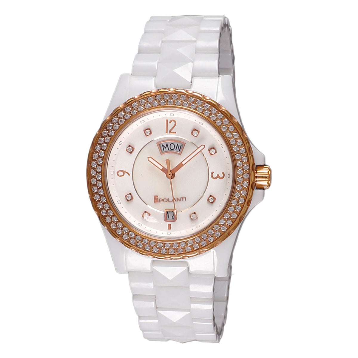 Polanti Women’s Yellow Diamond White Leather Band Watch s-l1200.jpg main image 2