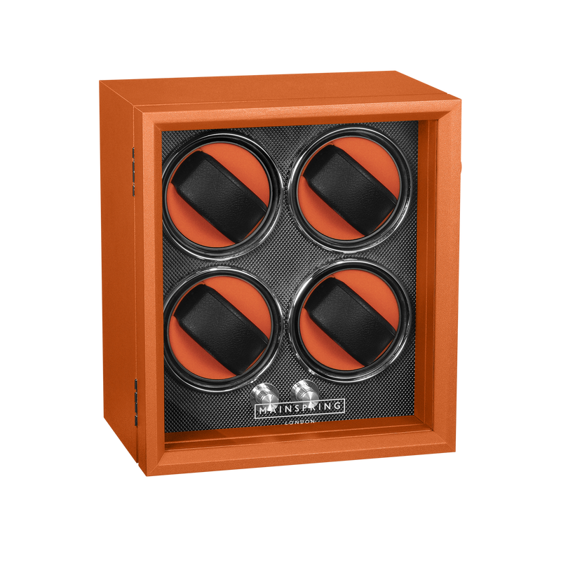 Mainspring Oxford Guardian 4-Slot Watch Winder - Orange