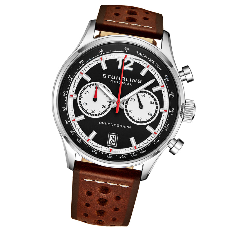 Monaco Brown/Leather/Black Dial/Silver Case | Black Dial