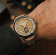 Baron Grand Date Calendar Open Heart Automatic Gray / Tan Leather | Gray Dial
