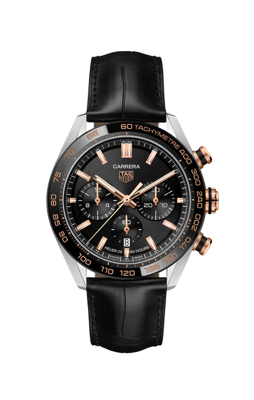 Carrera Automatic 44mm Black dial / Leather Strap | Black Dial