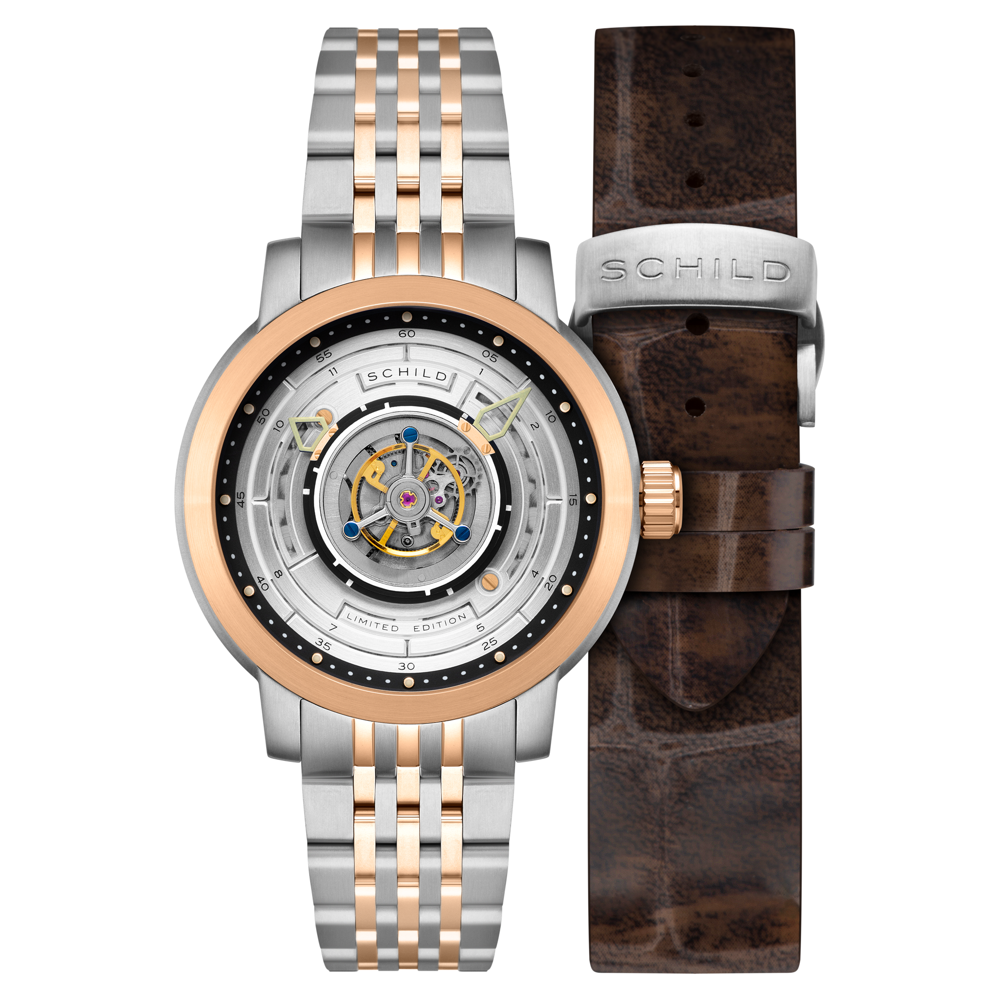 Heinrich Cyclone Tourbillon Limited Edition Silver / Steel & Rose Gold Stainless Steel | Silver Dial