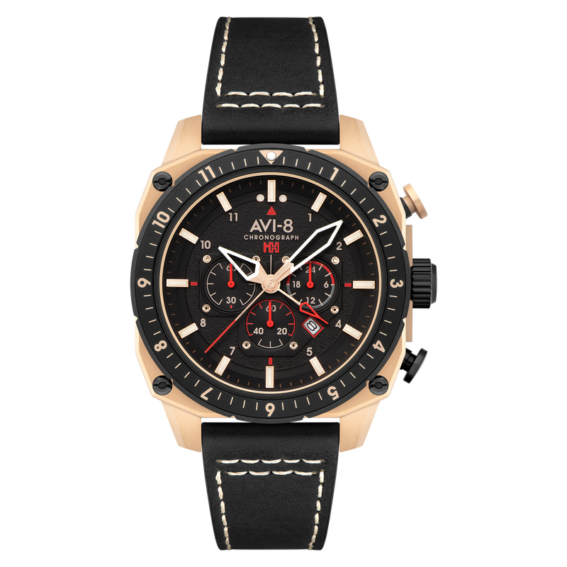 ATLAS DUAL TIME CHRONOGRAPH BLACK / LEATHER | Black Dial