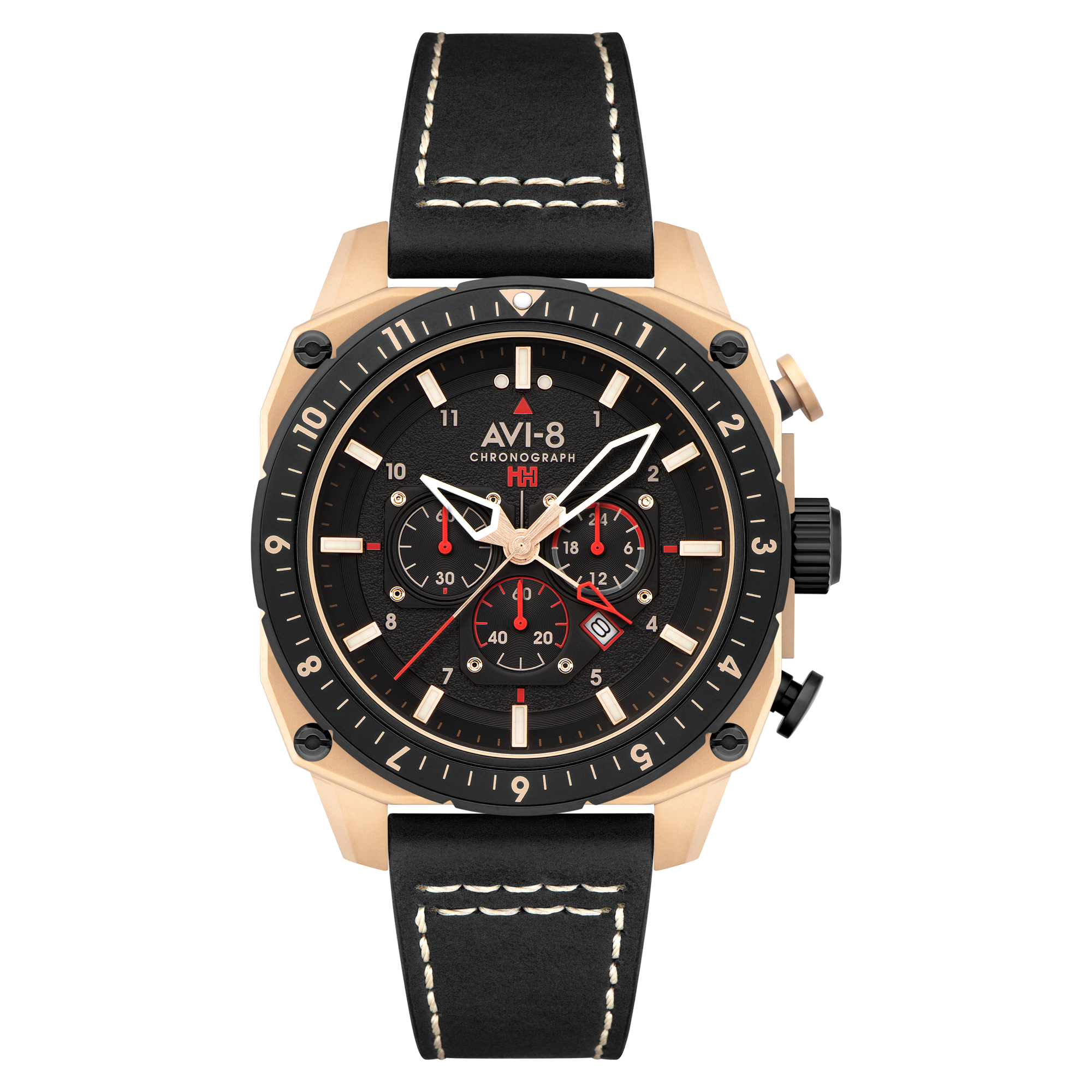 ATLAS DUAL TIME CHRONOGRAPH BLACK / LEATHER Black Dial