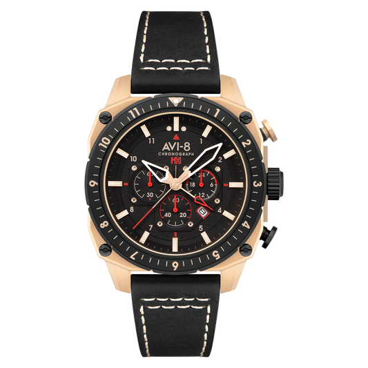 ATLAS DUAL TIME CHRONOGRAPH BLACK / LEATHER Black Dial