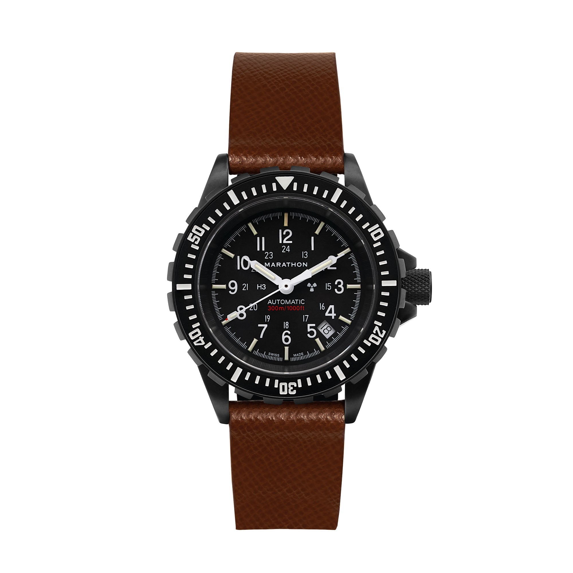 STRAP, 20mm, ITALIAN LEATHER, CROSS HATCH, IP BLACK BUCKLE, COGNAC, STANDARD ITALIAN LEATHER, CROSS HATCH