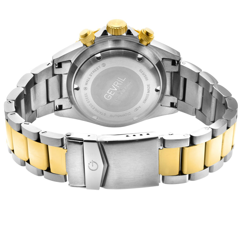 Wall Street Swiss Automatic Chronograph Sellita SW500 Blue Ceramic Bezel Divers Watch two tone | Blue Dial