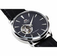 Contemporary Automatic Leather Strap Watch | Black Dial