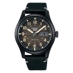 5 Sports Field Series Black Dial Black Leather Strap 39.4mm Black Dial