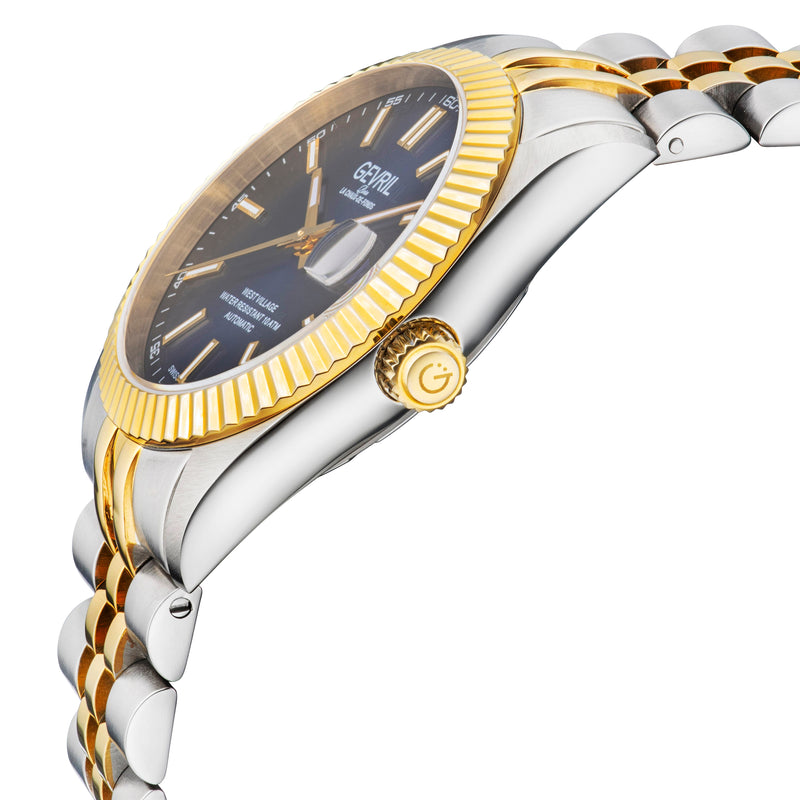 West Village Gevril Sellita Automatic SW200 Swiss Made fluted bezel watch