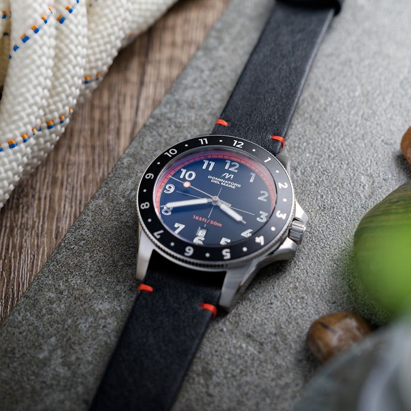 Bandiera Japan Quartz Black / Leather | Black Dial