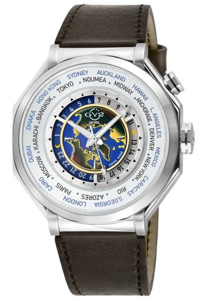 Marchese GV2 Men's Marchese IPYG Case, Silver Dial Watch, Brown Handmade  Italian Leather Strap | Silver Dial