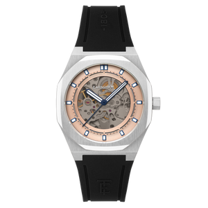 Discovery Drake Skeleton Automatic Rose Gold / Black Silicone | Rose Gold Dial
