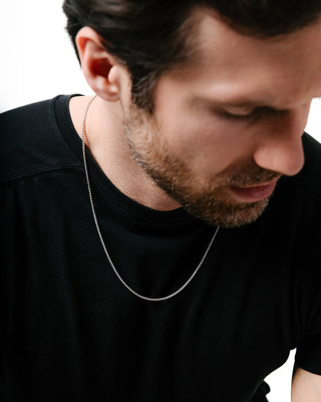 Box Chain Necklace, 2MM Sterling Silver