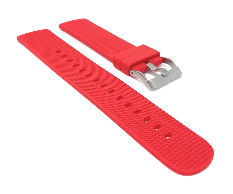 Bandini SIL.115 | Mens Quick Release Tire Tread Silicone Sports Watch Band, Waterproof, Red / 22mm 20mm / Red |  Dial