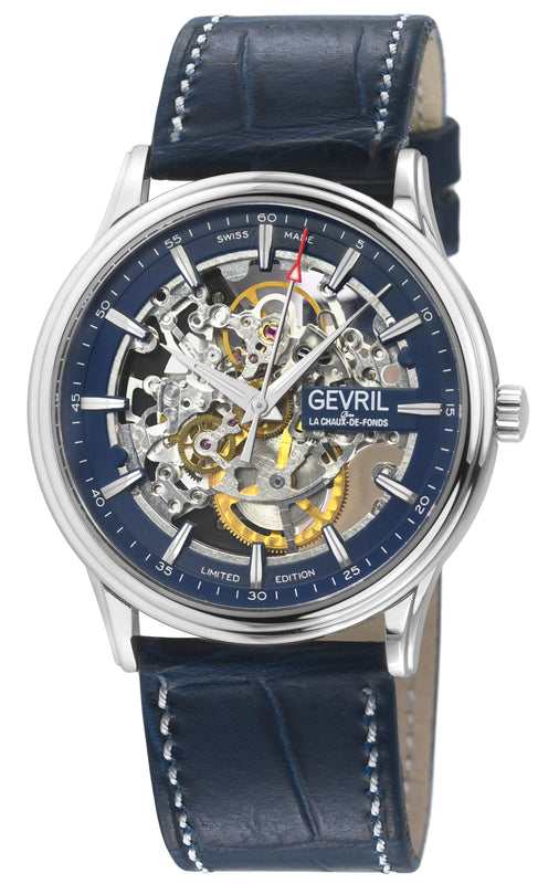 Five Points - Skeleton Slim ETA 2892 movement, Blue Skeletal Dial, Blue Italian Leather Strap | Blue Dial