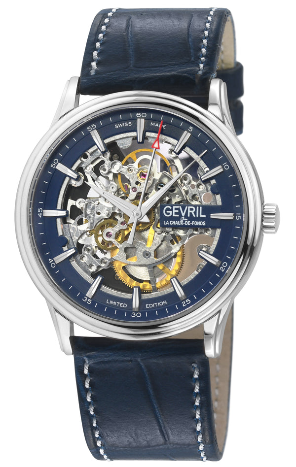 Five Points - Skeleton Slim ETA 2892 movement, Blue Skeletal Dial, Blue Italian Leather Strap | Blue Dial