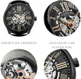 Atrium 3942 Automatic 42mm Skeleton Black/Leather | Black Dial