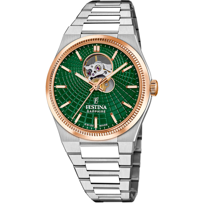 Riv Open Heart Green / Stainless Steel | Green Dial