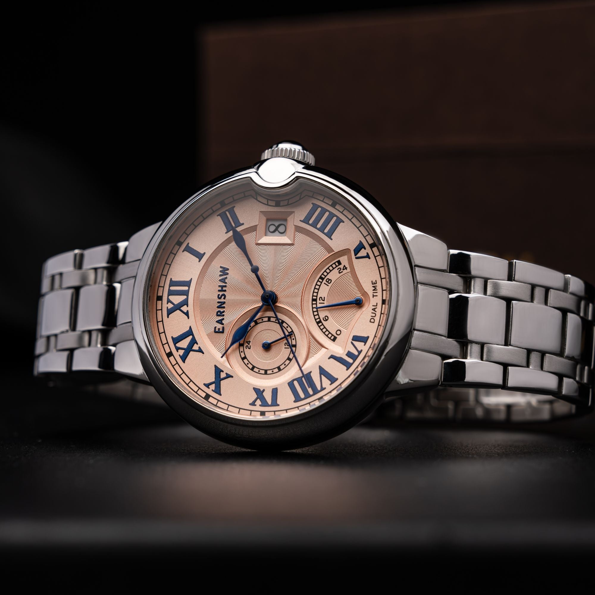 Barallier Retrograde Dual Time Rose Gold /Stainless Steel Rose Gold Dial