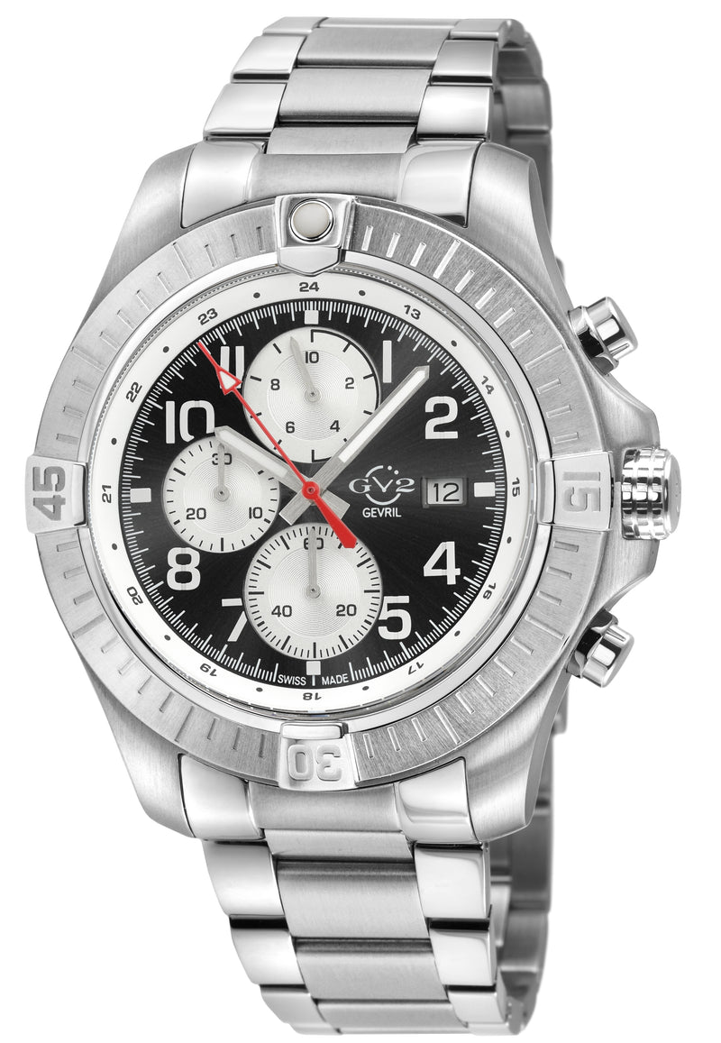T38 GV2 Swiss Quartz Chronograph, 316L Case, Black Enamel Dial, 316L Bracelet | Black Enamel Dial