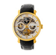 Automatic Aries Skeleton Leather Band Watch Black/Gold | Silver Dial
