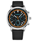 Monaco Black Dial / Black Leather Orange Blue | Black Dial