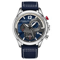 Cordura Quartz 45mm Aviator Blue/Leather | Blue Dial
