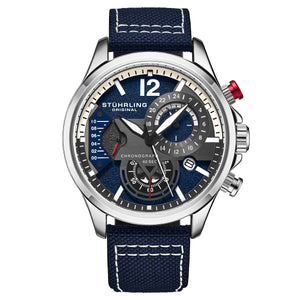 Cordura Quartz 45mm Aviator Blue/Leather | Blue Dial