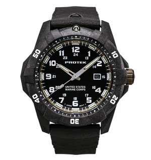 USMC Carbon Dive CARBON CASE/BLACK & SAND DIAL/BLACK STRAP | Black Dial