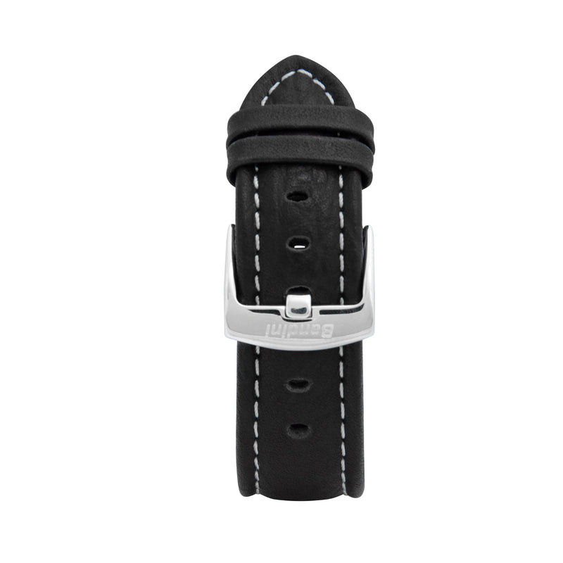 Classic Leather Buffalo Pattern Band with Stitch for Apple Watch Ultra & Series 8/7/6/5/4/3/2/1/SE Black (42mm | 44mm | 45mm | 49mm) |  Dial