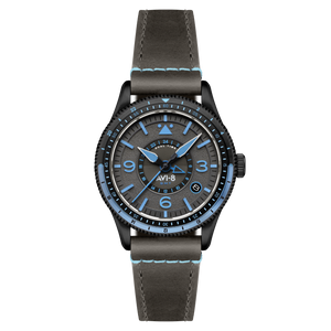FLYBOY AIRMASTER GMT AUTOMATIC Grey / Leather | Grey Dial