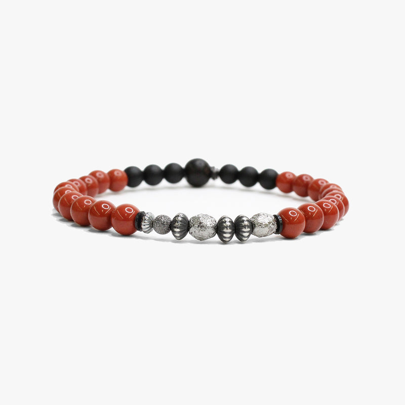 Red Jasper, Sterling Silver Stack M (7.25" Wrist) |  Dial