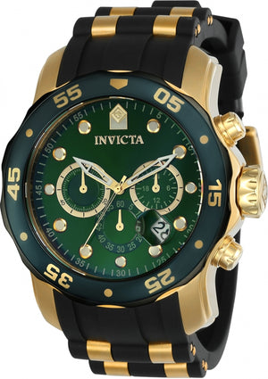 Pro Diver Chronograph Green Dial / Two-Tone Black / Gold Silicone And Stainless Steel Strap Green Dial