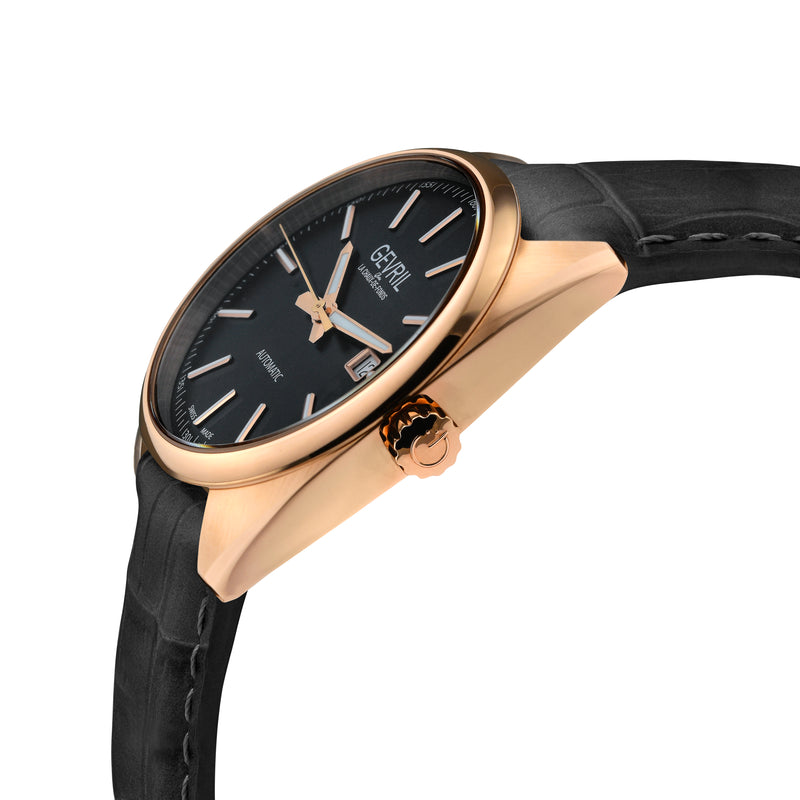Five Points Gevril Selita SW200 Swiss Made Five Points Watch Italian Black Leather | Black Dial