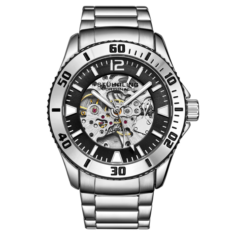 Aquadiver 3963 Silver case/Stainless Steel strap/ Brass Dial | Black Dial