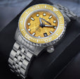 EVO Meteorite Swiss Automatic Limited Edition Titanium Damascus Bezel - Gold | Gold Dial