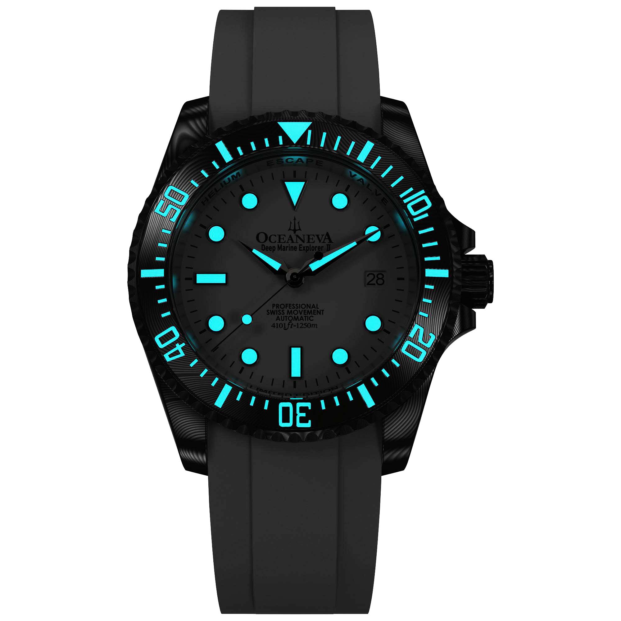 Oceaneva Damascus Swiss Automatic SW200 Deep Marine Explorer II (Damascus/White Dial)