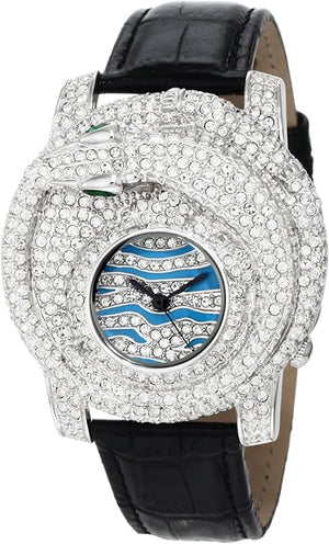 Croton Women's Crocodile Watch With Cubic Zirconia Mineral Glass