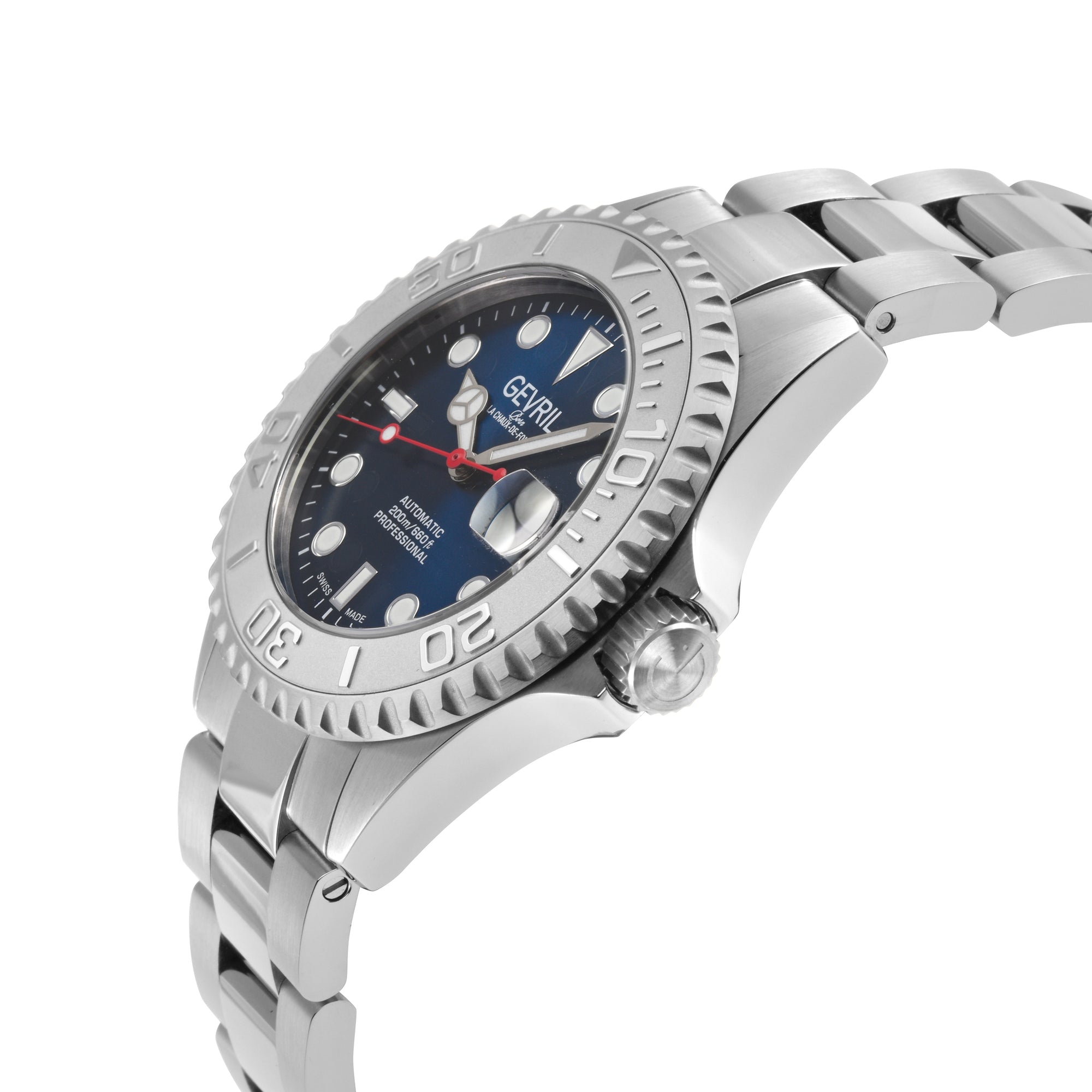 Wall Street Gevril Swiss Made SW200 Steel Rotating bezel Diver's Watch, 316L Case, Blue DIal | Blue Dial
