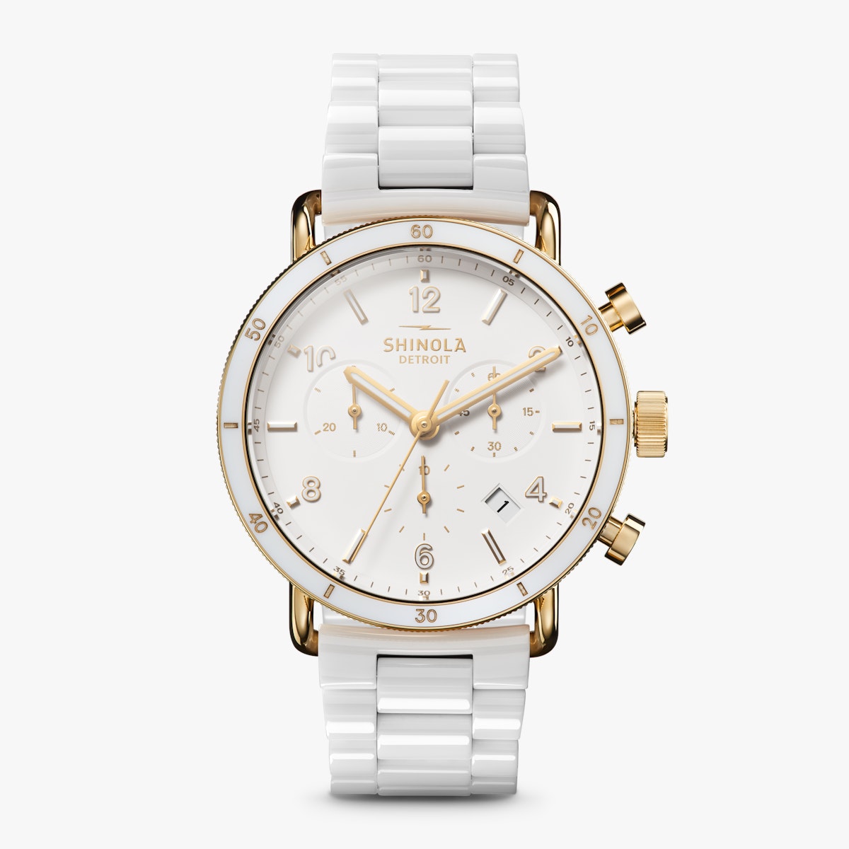 Shinola Canfield Sport 40mm White Ceramic Bracelet | White