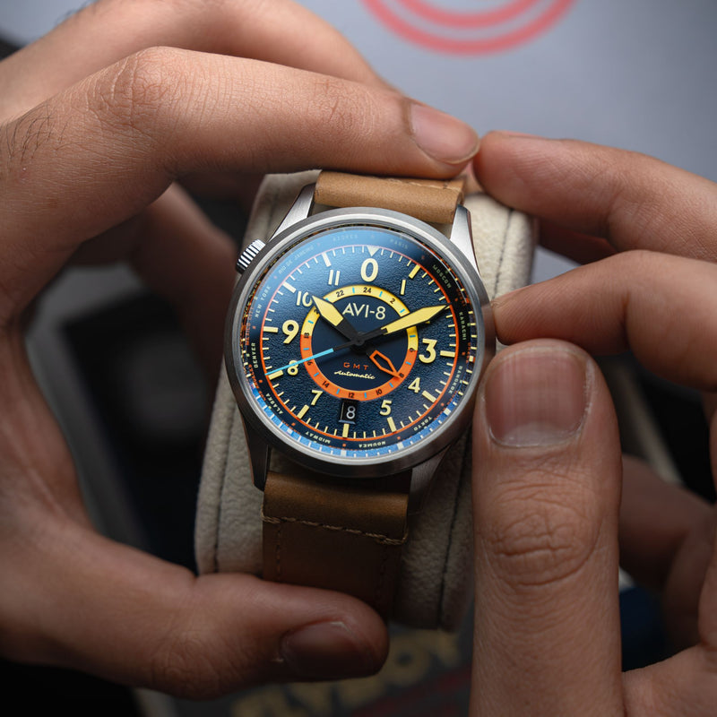 Wingman Worldtimer GMT Automatic Blue / Beige Leather | Blue Dial